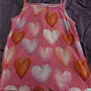Posh Peanut Bamboo Pink Heart Patterned Tank Top PLAY! HAS THREAD!